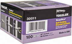 Toggler - #6 to 10 Screw, 5/16" Diam, 1-5/8" Long, 3/8 to 5/8" Thick, Self Drilling Drywall & Hollow Wall Anchor - Thermoplastic Alloy, Use in Drywall - Industrial Tool & Supply