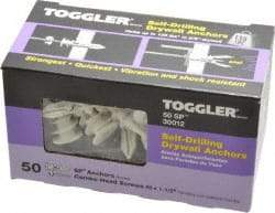 Toggler - #6 to 10 Screw, 5/16" Diam, 1-5/8" Long, 3/8 to 5/8" Thick, Self Drilling Drywall & Hollow Wall Anchor - Thermoplastic Alloy, Use in Drywall - Industrial Tool & Supply