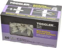 Toggler - #6 to 10 Screw, 5/16" Diam, 1-5/8" Long, 3/8 to 5/8" Thick, Self Drilling Drywall & Hollow Wall Anchor - Thermoplastic Alloy, Use in Drywall - Industrial Tool & Supply