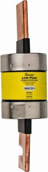 Cooper Bussmann - 250 VAC/VDC, 225 Amp, Time Delay General Purpose Fuse - Bolt-on Mount, 8-5/8" OAL, 100 at DC, 300 at AC (RMS) kA Rating, 2-1/16" Diam - Industrial Tool & Supply
