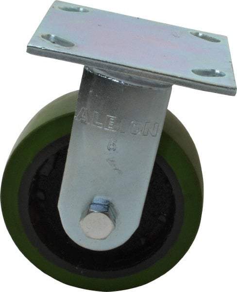 Albion - 5" Diam x 2" Wide x 6-1/2" OAH Top Plate Mount Rigid Caster - Polyurethane, 1,000 Lb Capacity, Precision Sealed Bearing, 4 x 4-1/2" Plate - Industrial Tool & Supply