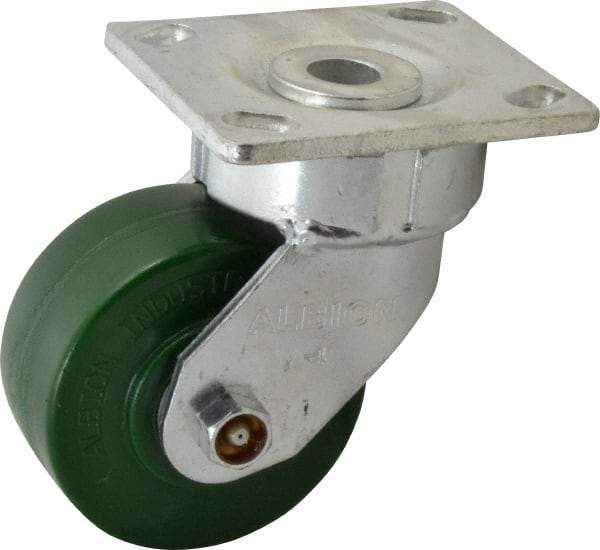 Albion - 4" Diam x 2" Wide x 5-5/8" OAH Top Plate Mount Swivel Caster - Polyurethane, 1,000 Lb Capacity, Roller Bearing, 4 x 4-1/2" Plate - Industrial Tool & Supply