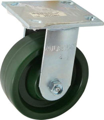Albion - 5" Diam x 2" Wide x 6-1/2" OAH Top Plate Mount Rigid Caster - Polyurethane, 1,000 Lb Capacity, Roller Bearing, 4 x 4-1/2" Plate - Industrial Tool & Supply