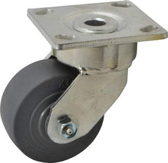 Albion - 4" Diam x 2" Wide x 5-5/8" OAH Top Plate Mount Swivel Caster - Soft Rubber, 350 Lb Capacity, Roller Bearing, 4 x 4-1/2" Plate - Industrial Tool & Supply