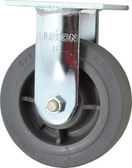 Albion - 6" Diam x 2" Wide x 7-1/2" OAH Top Plate Mount Rigid Caster - Soft Rubber, 600 Lb Capacity, Precision Sealed Bearing, 4 x 4-1/2" Plate - Industrial Tool & Supply