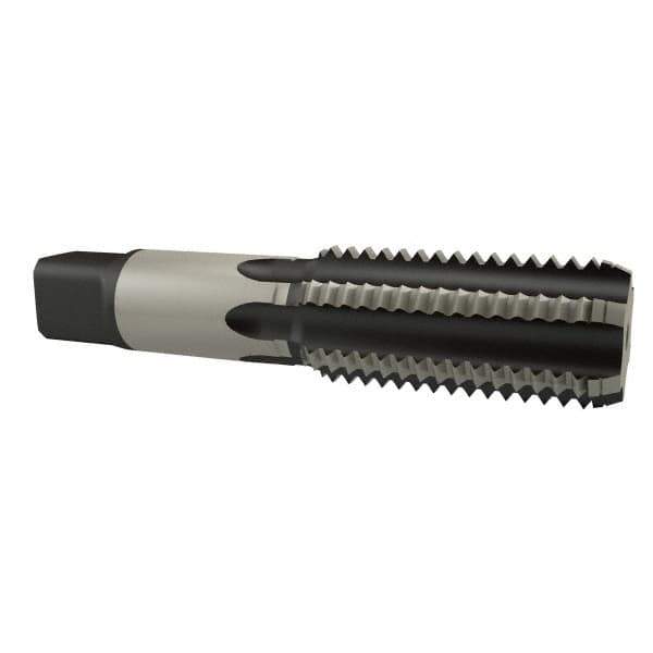 Made in USA - 2 - 4-1/2 UNC 6 Flute Bright Finish High Speed Steel Straight Flute Standard Hand Tap - Bottoming, Right Hand Thread, 8-3/4" OAL, 3-9/16" Thread Length, H7 Limit, Oversize - Exact Industrial Supply