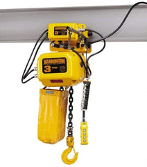 Harrington Hoist - 2-1/2 Ton Capacity, 23 FPM Lift Speed, Hoist with Motorized Trolley - 20' Max Lift, 24-1/4" Min Headroom, 1 Chain - Industrial Tool & Supply