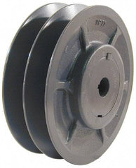 Browning - 1" Inside Diam x 3.95" Outside Diam, 2 Groove, Variable Pitched Sheave - Belt Sections 3L, 4L, A, 5L & B, 3" Sheave Thickness, 1-3/8 to 2" Face Width - Industrial Tool & Supply