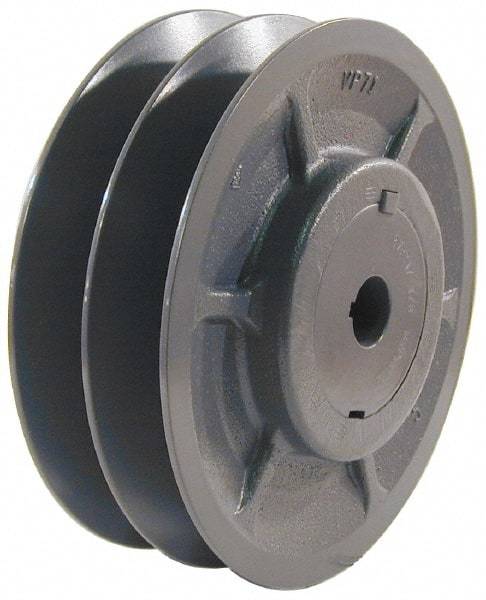 Browning - 3/4" Inside Diam x 3.95" Outside Diam, 2 Groove, Variable Pitched Sheave - Belt Sections 3L, 4L, A, 5L & B, 3" Sheave Thickness, 1-3/8 to 2" Face Width - Industrial Tool & Supply