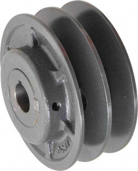 Browning - 7/8" Inside Diam x 4-3/4" Outside Diam, 2 Groove, Variable Pitched Sheave - Belt Sections 3L, 4L, A, 5L & B, 3" Sheave Thickness, 1-3/8 to 2" Face Width - Industrial Tool & Supply