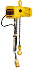 Harrington Hoist - 1 Ton Capacity, 14 FPM Lift Speed, Hook Mounted Hoist - 10' Max Lift, 17.3" Min Headroom, 1 Chain - Industrial Tool & Supply