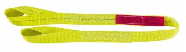Lift-All - 3' Long x 4" Wide, 11,500 Lb Vertical Capacity, 2 Ply, Polyester Web Sling - 9,200 Lb Choker Capacity, Yellow - Industrial Tool & Supply