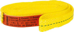 Lift-All - 8' Long x 1" Wide, 1,600 Lb Vertical Capacity, 1 Ply, Polyester Web Sling - 1,250 Lb Choker Capacity, Yellow - Industrial Tool & Supply