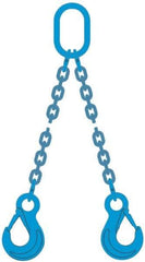 Pewag - 10' Long, 31,000 Lb Basket Capacity, 17,900 Lb Vertical Capacity, 2 Ply, Alloy Steel Web Sling - 17,900 Lb Choker Capacity, DOS Chain Sling, 1/2" Diam Chain, Blue, with 2 Grab Hooks & Master Link - Industrial Tool & Supply