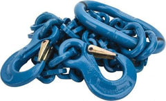 Pewag - 5' Long, 18,400 Lb Basket Capacity, 10,600 Lb Vertical Capacity, 2 Ply, Alloy Steel Web Sling - 10,600 Lb Choker Capacity, DOS Chain Sling, 3/8" Diam Chain, Blue, with 2 Grab Hooks & Master Link - Industrial Tool & Supply