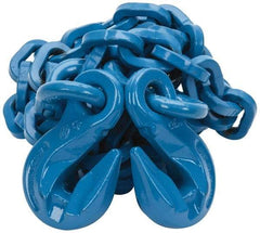 Pewag - 10' Long, 10,600 Lb Basket Capacity, 10,600 Lb Vertical Capacity, 1 Ply, Alloy Steel Web Sling - 10,600 Lb Choker Capacity, SGG Chain Sling, 3/8" Diam Chain, Blue, with 1 Grab Hook on Each End - Industrial Tool & Supply