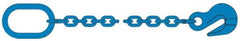 Pewag - 5' Long, 5,200 Lb Basket Capacity, 5,200 Lb Vertical Capacity, 1 Ply, Alloy Steel Web Sling - 4,500 Lb Choker Capacity, SOG Chain Sling, 9/32" Diam Chain, Blue, with Grab Hook & Master Link - Industrial Tool & Supply