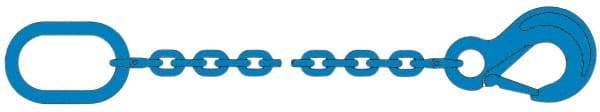 Pewag - 10' Long, 10,600 Lb Basket Capacity, 10,600 Lb Vertical Capacity, 1 Ply, Alloy Steel Web Sling - 10,600 Lb Choker Capacity, SOS Chain Sling, 3/8" Diam Chain, Blue, with Sling Hook & Master Link - Industrial Tool & Supply