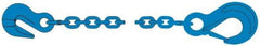 Pewag - 5' Long, 10,600 Lb Basket Capacity, 10,600 Lb Vertical Capacity, 1 Ply, Alloy Steel Web Sling - 10,600 Lb Choker Capacity, SSG Chain Sling, 3/8" Diam Chain, Blue, with Grab Hook & Sling Hook - Industrial Tool & Supply