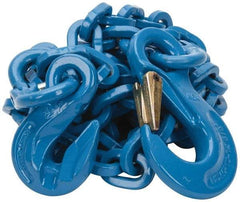 Pewag - 10' Long, 10,600 Lb Basket Capacity, 10,600 Lb Vertical Capacity, 1 Ply, Alloy Steel Web Sling - 10,600 Lb Choker Capacity, SSG Chain Sling, 3/8" Diam Chain, Blue, with Grab Hook & Sling Hook - Industrial Tool & Supply