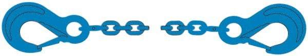 Pewag - 10' Long, 10,600 Lb Basket Capacity, 10,600 Lb Vertical Capacity, 1 Ply, Alloy Steel Web Sling - 10,600 Lb Choker Capacity, SSS Chain Sling, 3/8" Diam Chain, Blue, with Sling Hooks on Each End - Industrial Tool & Supply