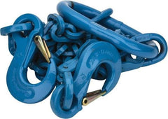 Pewag - 5' Long, 31,000 Lb Basket Capacity, 17,900 Lb Vertical Capacity, 2 Ply, Alloy Steel Web Sling - 17,900 Lb Choker Capacity, DOS Chain Sling, 1/2" Diam Chain, Blue, with 2 Grab Hooks & Master Link - Industrial Tool & Supply