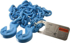 Pewag - 5' Long, 5,200 Lb Basket Capacity, 5,200 Lb Vertical Capacity, 1 Ply, Alloy Steel Web Sling - 4,500 Lb Choker Capacity, SGG Chain Sling, 9/32" Diam Chain, Blue, with 1 Grab Hook on Each End - Industrial Tool & Supply