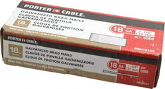 Porter-Cable - 18 Gauge 1-1/4" Long Brad Nails for Power Nailers - Grade 2 Steel, Galvanized Finish, Smooth Shank, Straight Stick Collation, Brad Head, Chisel Point - Industrial Tool & Supply