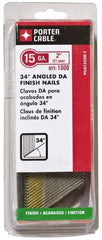 Porter-Cable - 15 Gauge 2" Long Finishing Nails for Power Nailers - Grade 2 Steel, Bright Finish, Angled Stick Collation, Chisel Point - Industrial Tool & Supply