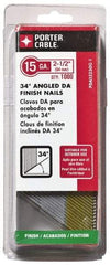 Porter-Cable - 15 Gauge 2-1/2" Long Finishing Nails for Power Nailers - Grade 2 Steel, Galvanized Finish, Angled Stick Collation, Chisel Point - Industrial Tool & Supply