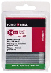 Porter-Cable - 16 Gauge 1-1/2" Long Finishing Nails for Power Nailers - Grade 2 Steel, Galvanized Finish, Straight Stick Collation, Chisel Point - Industrial Tool & Supply