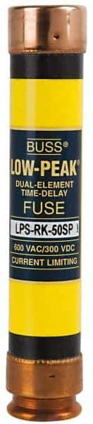 Cooper Bussmann - 300 VDC, 600 VAC, 50 Amp, Time Delay General Purpose Fuse - Fuse Holder Mount, 5-1/2" OAL, 100 at DC, 300 at AC (RMS) kA Rating, 1-1/16" Diam - Industrial Tool & Supply