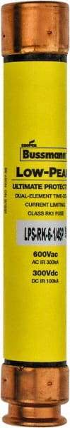 Cooper Bussmann - 300 VDC, 600 VAC, 6.25 Amp, Time Delay General Purpose Fuse - Fuse Holder Mount, 127mm OAL, 100 at DC, 300 at AC (RMS) kA Rating, 13/16" Diam - Industrial Tool & Supply