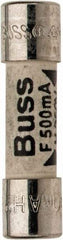 Cooper Bussmann - 250 VAC, 32 VDC, 0.5 Amp, Fast-Acting Miniature Ceramic Fuse - 20mm OAL, 5mm Diam - Industrial Tool & Supply