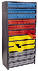 Quantum Storage - 54 Bin Closed Shelving System - 36 Inch Overall Width x 18 Inch Overall Depth x 39 Inch Overall Height, Yellow High Impact Polystyrene Bins - Industrial Tool & Supply