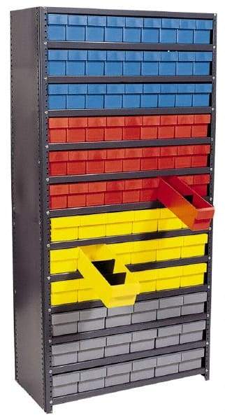Quantum Storage - 36 Bin Closed Shelving Systems - 36 Inch Overall Width x 24 Inch Overall Depth x 39 Inch Overall Height, Gray High Impact Polystyrene Bins - Industrial Tool & Supply