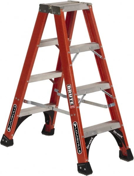 Louisville - 13 Steps, 14' High, Type IAA Rating, Fiberglass Step Ladder - Industrial Tool & Supply