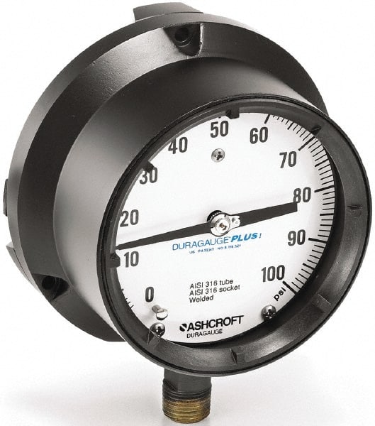 Ashcroft - 6" Dial, 1/4 Thread, 0-300 Scale Range, Pressure Gauge - Industrial Tool & Supply