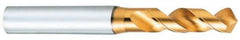 OSG - 0.0535" 140° Spiral Flute Vanadium High Speed Steel Screw Machine Drill Bit - TiN Finish, Right Hand Cut, 9mm Flute Length, 41mm OAL, Faceted Point, Straight Shank - Industrial Tool & Supply