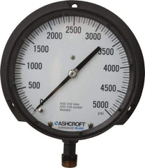 Ashcroft - 6" Dial, 1/2 Thread, 0-5,000 Scale Range, Pressure Gauge - Lower Connection Mount, Accurate to 0.5% of Scale - Industrial Tool & Supply