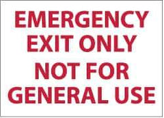 NMC - Emergency Exit Only Not for General Use, Plastic Exit Sign - 14" Wide x 10" High - Industrial Tool & Supply