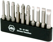 10 Piece - Slotted 3.0; 4.5; 5.5; 6.5mm; Phillips 1; 2; 3 and Square 1; 2; 3 - Power Bit Belt Pack With Holder - Industrial Tool & Supply