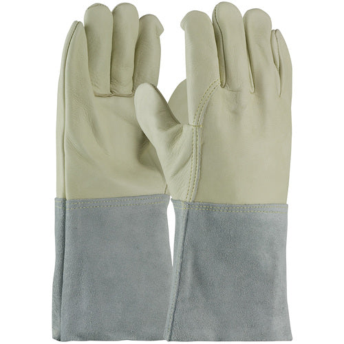 ‎75-2026/L Welders / Foundry Gloves - Mig Tig - Top Grain Cowhide - Leather Gauntlet Cuff - Sewn w/Kevlar - Exact Industrial Supply