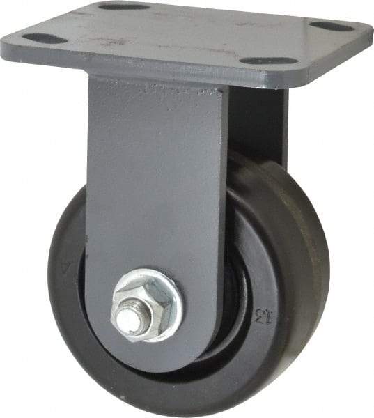 Hamilton - 4" Diam x 2" Wide x 5-5/8" OAH Top Plate Mount Rigid Caster - Phenolic, 800 Lb Capacity, Roller Bearing, 4 x 4-1/2" Plate - Industrial Tool & Supply