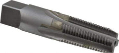 Made in USA - 1/4-18 NPTF Thread, 4 Flute Standard Pipe Tap - 2-7/16" OAL, Bright Finish, Carbide-Tipped - Exact Industrial Supply
