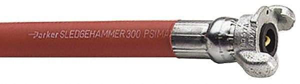 Parker - 3/4" ID x 1-5/32" OD 50' Long Sledgehammer Hose - Universal Style Coupling Ends, 300 Working psi, -40 to 212°F, Red - Industrial Tool & Supply