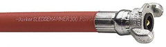 Parker - 3/4" ID x 1-5/32" OD 50' Long Sledgehammer Hose - Universal Style Coupling Ends, 300 Working psi, -40 to 212°F, Red - Industrial Tool & Supply