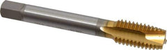 OSG - 1/2-13 UNC, 3 Flute, TiN Finish, Vanadium High Speed Steel Spiral Point Tap - Plug Chamfer, Right Hand Thread, 3-3/8" OAL, 1-21/32" Thread Length, 0.367" Shank Diam, 3B Class of Fit - Exact Industrial Supply