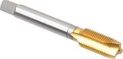 OSG - 1/2-20 UNF, 3 Flute, TiN Finish, Vanadium High Speed Steel Spiral Point Tap - Plug Chamfer, Right Hand Thread, 3-3/8" OAL, 1-21/32" Thread Length, 0.367" Shank Diam, 3B Class of Fit - Exact Industrial Supply