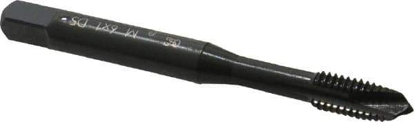 OSG - M6x1.00 Metric Coarse, 3 Flute, Oxide Finish, Vanadium High Speed Steel Spiral Point Tap - Plug Chamfer, Right Hand Thread, 2-1/2" OAL, 1" Thread Length, 0.255" Shank Diam, 6H Class of Fit - Exact Industrial Supply
